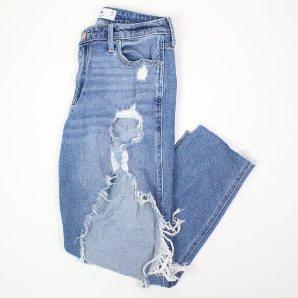Hollister Womens 7R Curvy High-Rise Distressed Mom Jeans - Picture 1 of 7